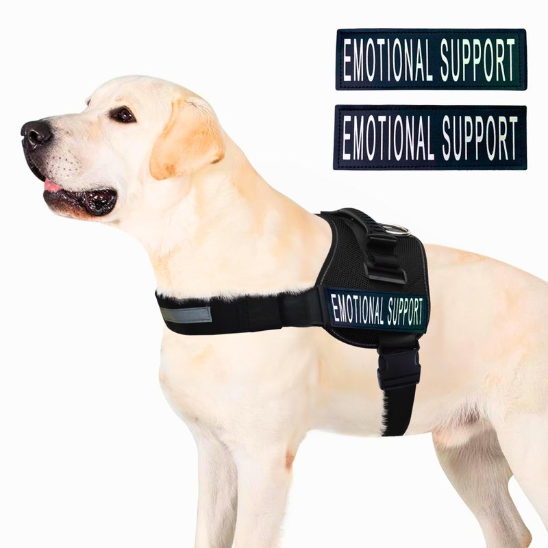 ALBCORP Emotional Support Dog Vest â€“ Reflective Harness - Woven Nylon, Comfy Mesh Padding - Sizes from XXS to XL â€“ Emotional Support Dog Patches Included. Black, Extra Large - Image 2